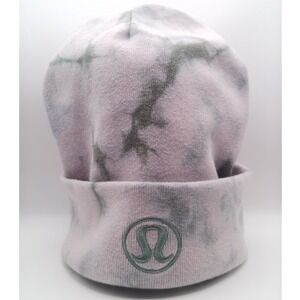 Lululemon Warm Revelation Tie Die Beanie Gray Pale Pink Size L/XL Style LU9AYJS